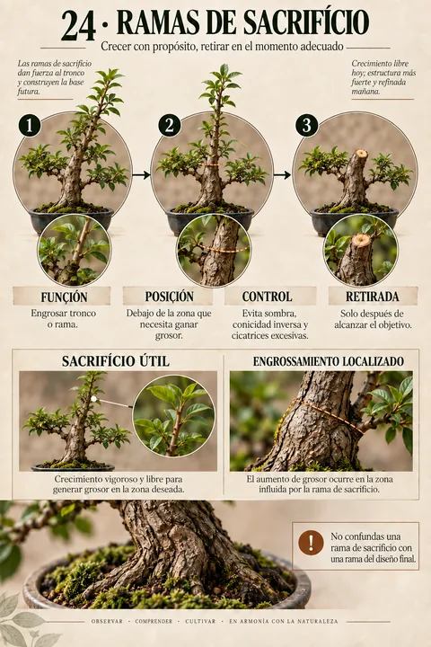 Ramas de sacrificio: crecimiento y estructura